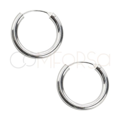 Créoles tube avec fermoir classique 4mm argent 925