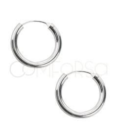 Créoles tube avec fermoir classique 4mm argent 925