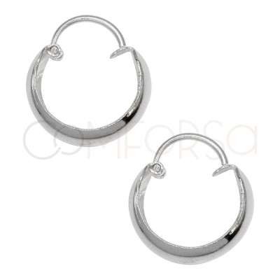 Créoles plates courbées avec crochet 14mm argent 925