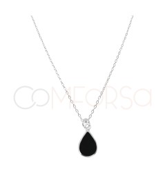 Collier larme onyx argent 925