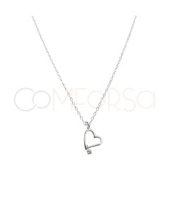 Collier cœur zircone argent 925