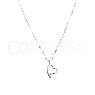 Collier cœur zircone argent 925 plaqué or