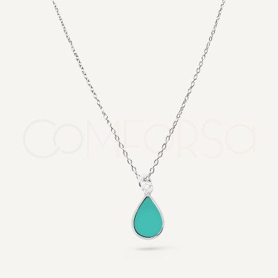 Collier larme turquoise argent 925