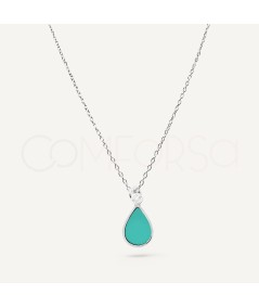 Collier larme turquoise argent 925