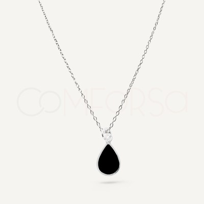 Collier larme onyx argent 925