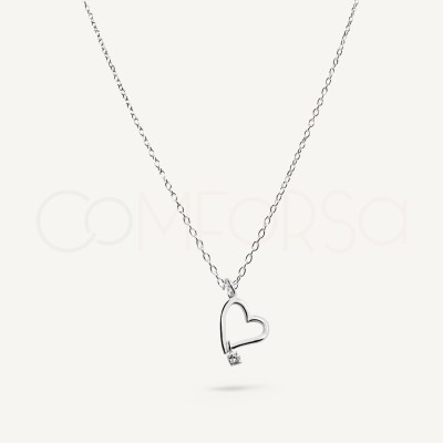 Collier cœur zircone argent 925