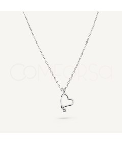 Collier cœur zircone argent 925