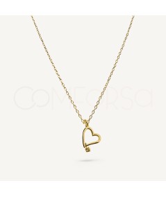 Collier cœur zircone argent 925 plaqué or