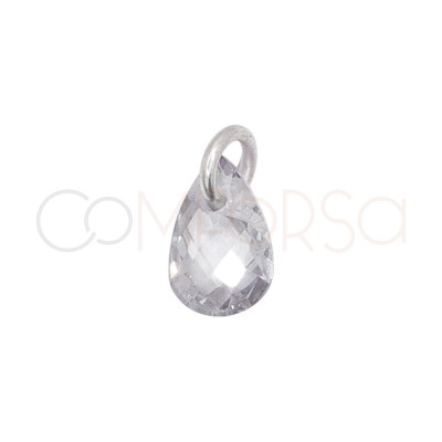 Pendentif larme flottante Crystal 4 x 6 mm argent 925 plaqué or