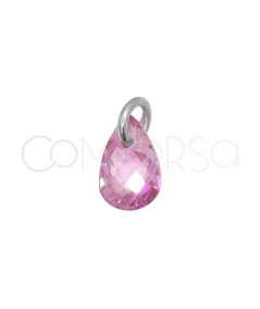 Pendentif larme flottante rose 4 x 6 mm argent 925