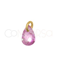 Pendentif larme flottante rose 6?mm argent 925