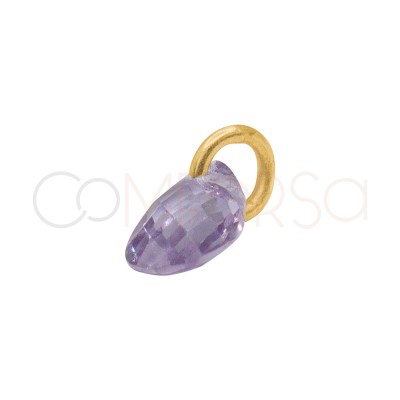 Pendentif larme flottante lilas 4 x 6 mm argent 925 plaqué or