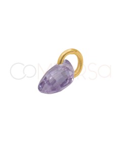 Pendentif larme flottante lilas 4 x 6 mm argent 925 plaqué or