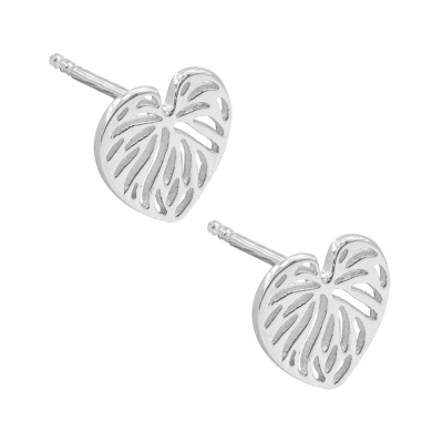 Boucles d'oreilles feuille de monstera ajourées 10 x 10 mm argent 925