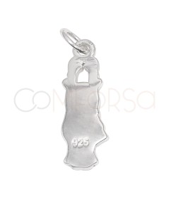 Pendentif renne avec écharpe 7 x 18mm argent 925