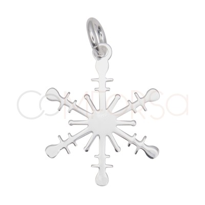 Pendentif flocon de neige pointillé 13 x 15 mm en argent 925