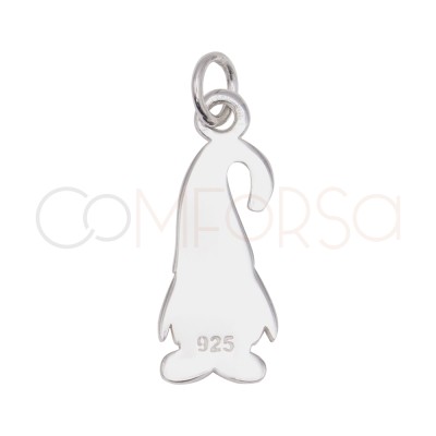 Pendentif lutin avec bonnet rouge 8 x 17 mm en argent 925