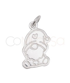 Pendentif lutin avec bonnet de cœur 9 x 15 mm en argent 925