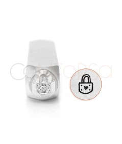 Poinçon à frapper en métal motif cadenas avec cœur 6 mm