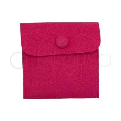 Pochette en velours rose fuchsia pour le rangement des bijoux