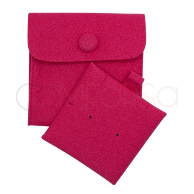 Pochette en velours rose fuchsia pour le rangement des bijoux