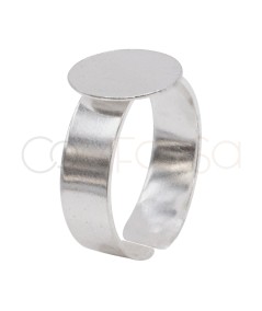 Bague disc rond 12mm ajustable argent 925