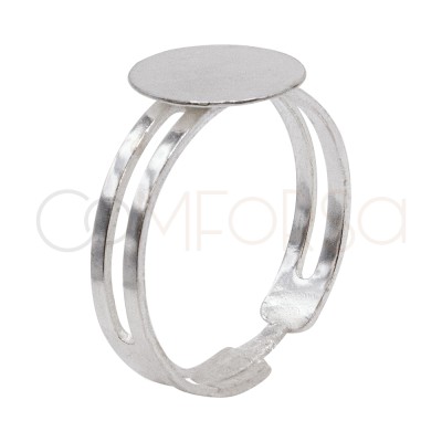 Bague ajustable rond 11.5 mm argent 925 ml