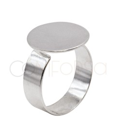 Bague plaque ajustable 15 mm argent 925