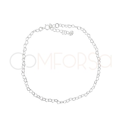 Bracelet cœurs 16 + 4cm argent 925 plaqué or