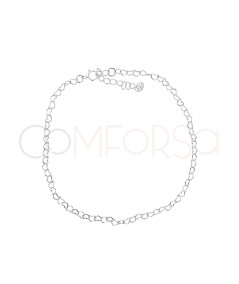 Bracelet cœurs 16 + 4cm argent 925 plaqué or