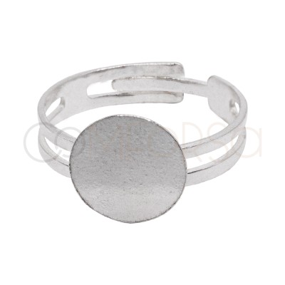 Bague ajustable rond 11.5 mm argent 925 ml