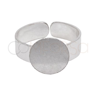 Bague disc rond 12mm ajustable argent 925