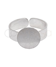 Bague disc rond 12mm ajustable argent 925