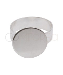 Bague plaque ajustable 15 mm argent 925