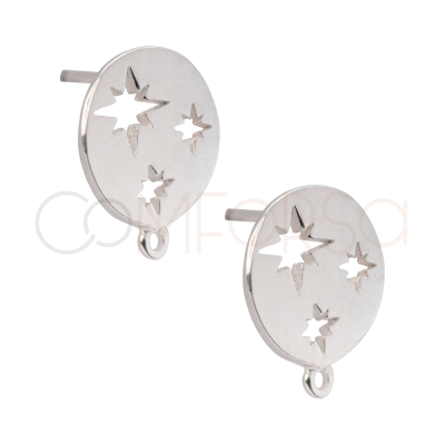 Boucles d'oreilles anneau étoile polaire 12mm argent 925 plaqué or