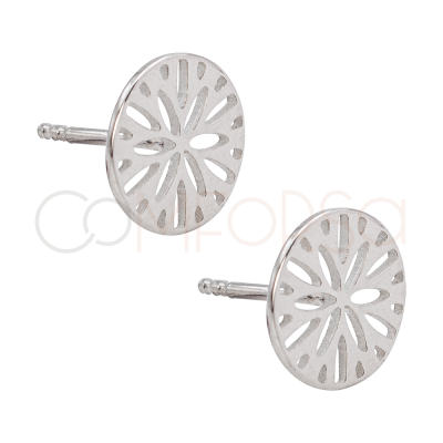 Boucles d'oreilles fleurs ajourées 10mm argent 925 plaqué or