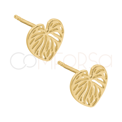 Boucles d'oreilles feuille de monstera ajourées 10mm argent 925