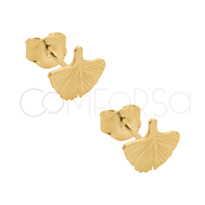 Boucles d'oreilles feuilles de Ginkgo Biloba 8mm argent 925