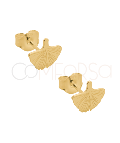 Boucles d'oreilles feuilles de Ginkgo Biloba 8mm argent 925