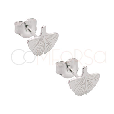 Boucles d'oreilles feuilles de Ginkgo Biloba 8mm argent 925 plaqué or