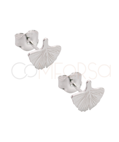 Boucles d'oreilles feuilles de Ginkgo Biloba 8mm argent 925 plaqué or