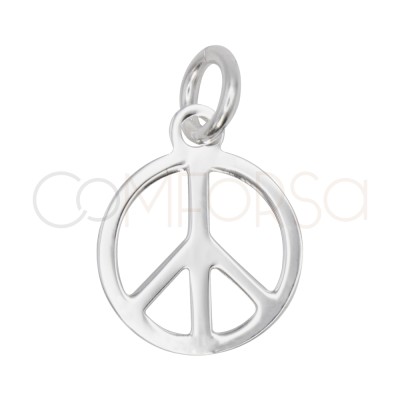 Pendentif symbole de paix 10 mm argent 925 plaqué or