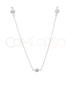 Collier 3 losanges avec zircones cristal 40 + 6 cm argent 925