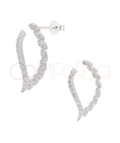 Boucles d’oreilles ailes avec zircones cristal 11 x 20 mm argent 925