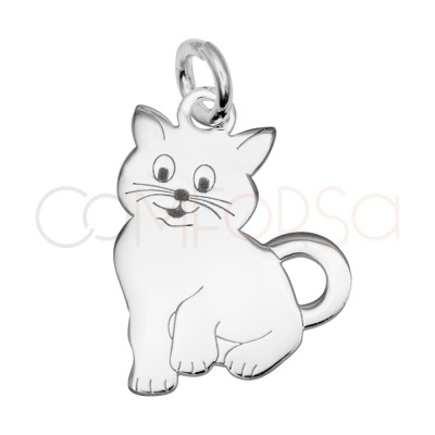 Pendentif chat 12,3 x 16 mm argent 925