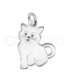 Pendentif chat 12,3 x 16 mm argent 925