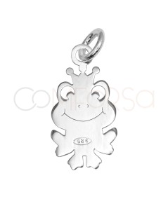 Pendentif grenouille avec couronne 8,5 x 16,5 mm argent 925