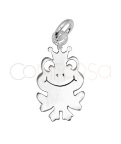 Pendentif grenouille avec couronne 8,5 x 16,5 mm argent 925