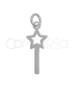 Pendentif mini-baguette magique avec étoile 7,5 x 18,5 mm argent 925