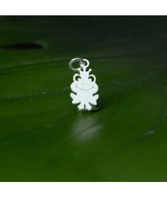 Pendentif grenouille avec couronne 8,5 x 16,5 mm argent 925